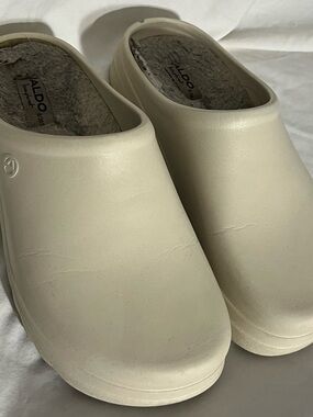 Aldo Cream Faux-Fur Lined Slip-On Mules